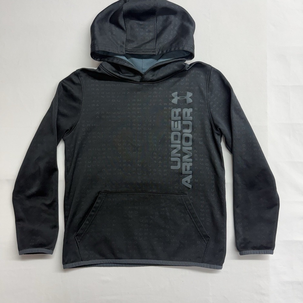 Under Armour Youth Large ColdGear Hoodie Black Loose Fit Pullover YLG
